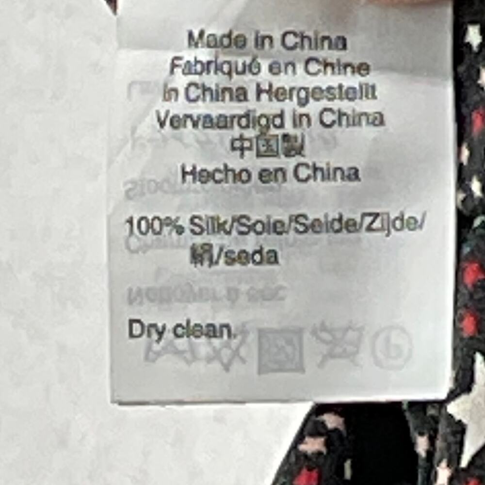 Madewell Black/Star Pattern Long Sleeve V-Neck Blouse w/ Ruffle Trim Women's M - Picture 7 of 10